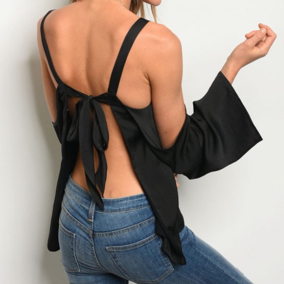 Black Open Back Top - Picture 2 of 4